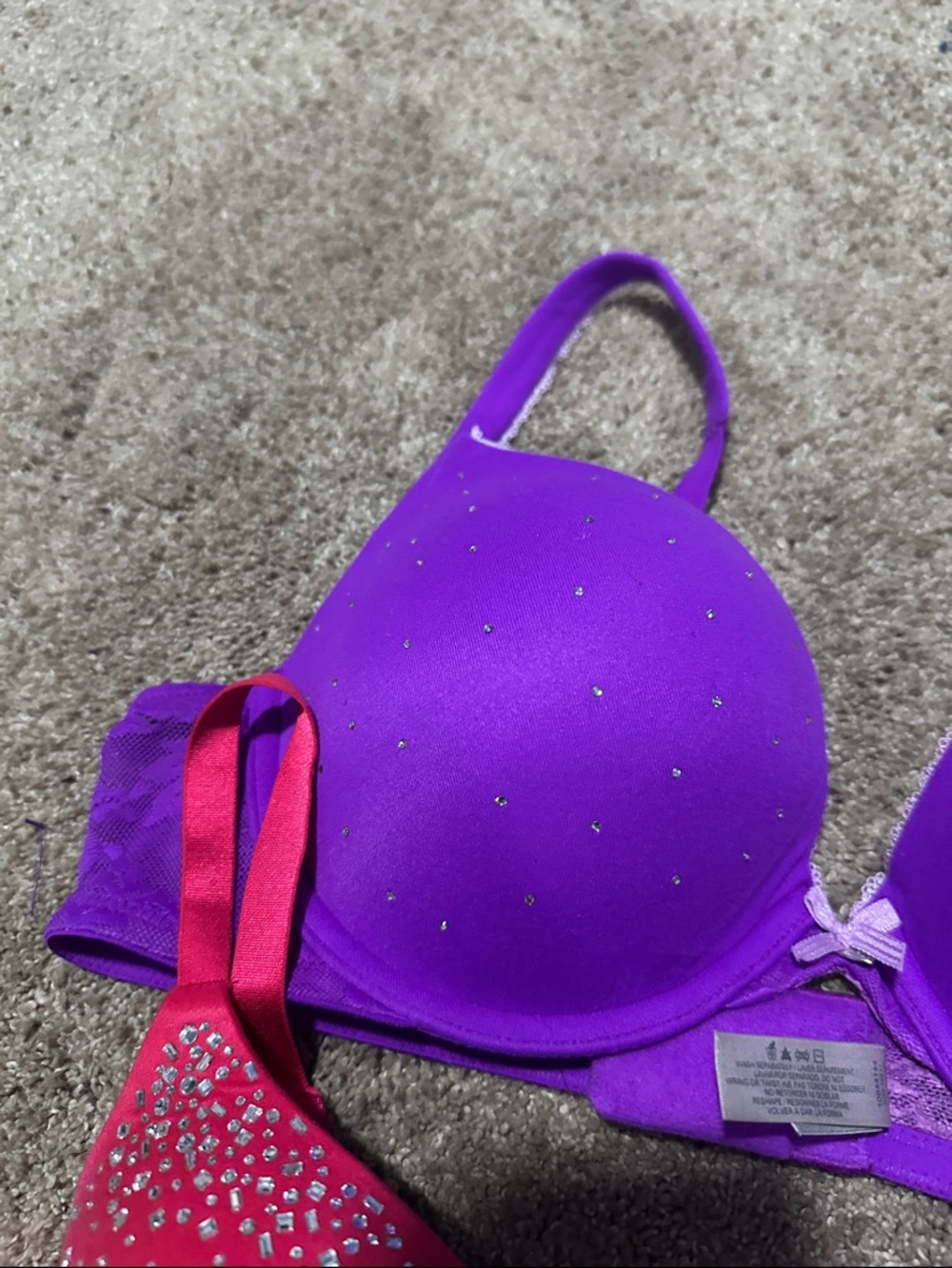VS Purple and Hot Pink Embellished Push-Up Bras - Picture 4 of 12